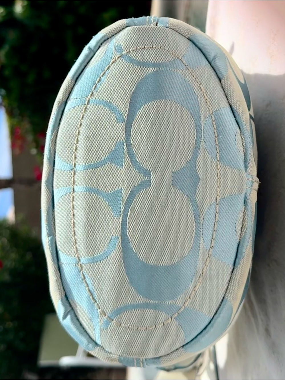 Coach 2008 Convertible Bucket Bag #F13358 blue white Sig C Canvas Leather - EUC - Picture 10 of 16